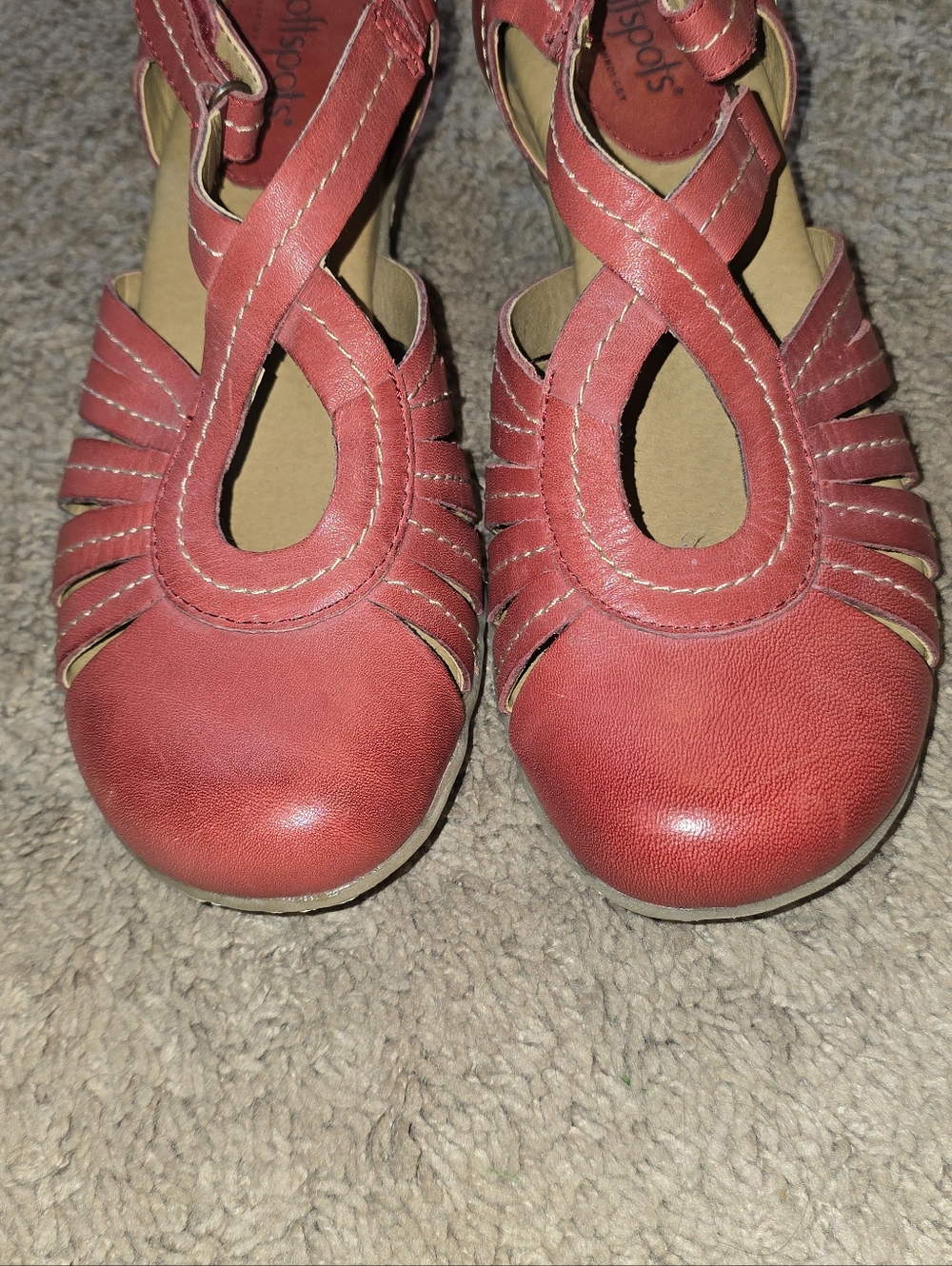 Softspots Sally Pillowtop Technology Cardinal Red Leather Women's Shoes 7.5M - Picture 2 of 8